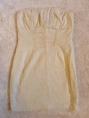 One and Only Collective | Strapless cream colored mini dress | Size X-Small